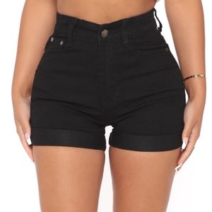 High waist cuffed denim shorts